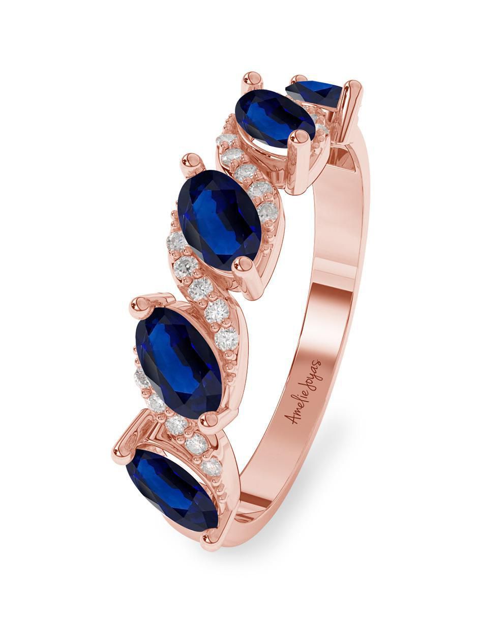 Anillo ovalado 14 k de oro zafiro pulido 2