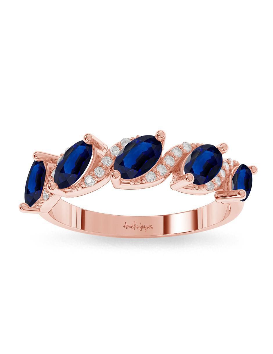 Anillo ovalado 14 k de oro zafiro pulido 3