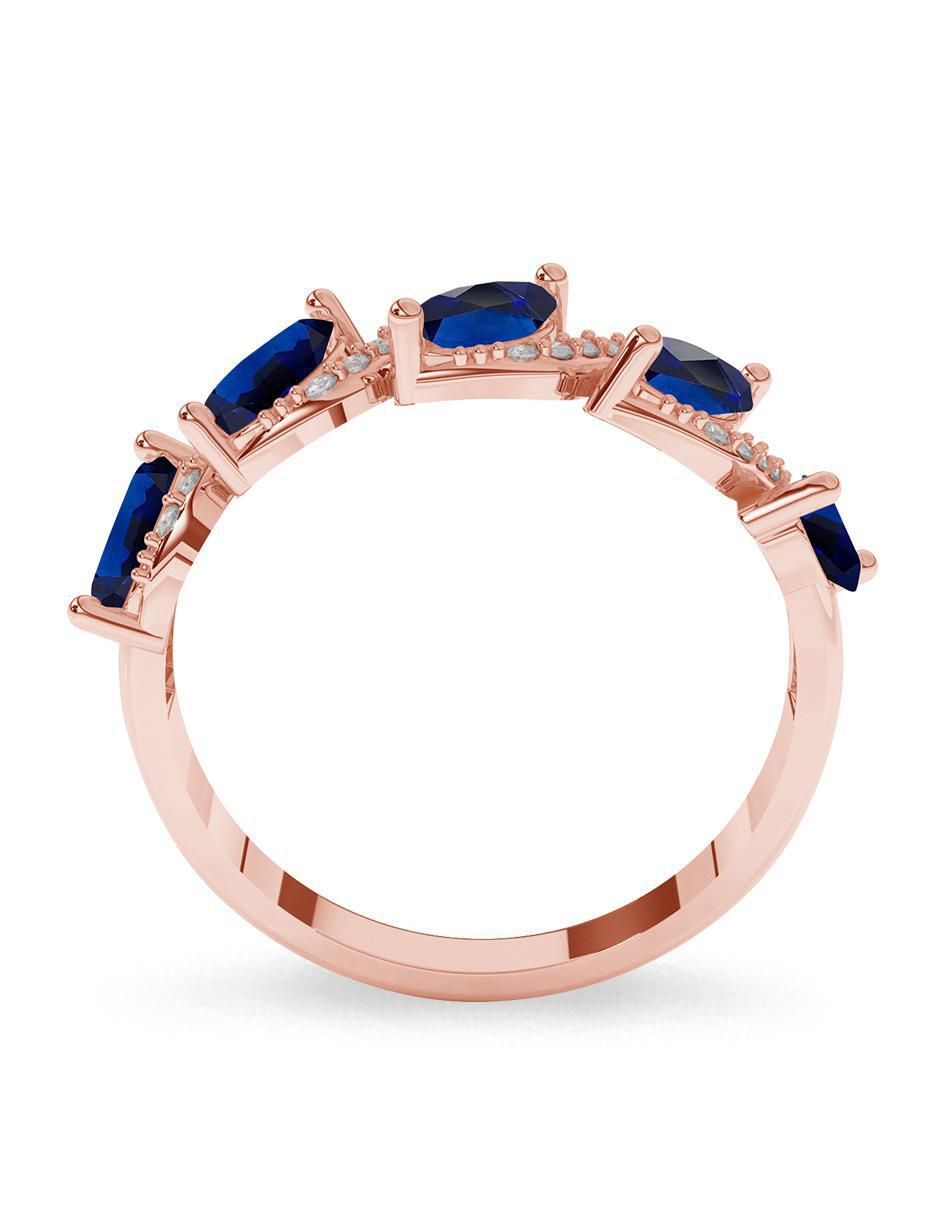 Anillo ovalado 14 k de oro zafiro pulido 4