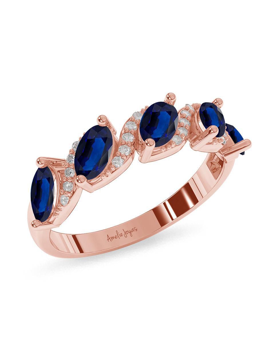 Anillo ovalado 14 k de oro zafiro pulido 5