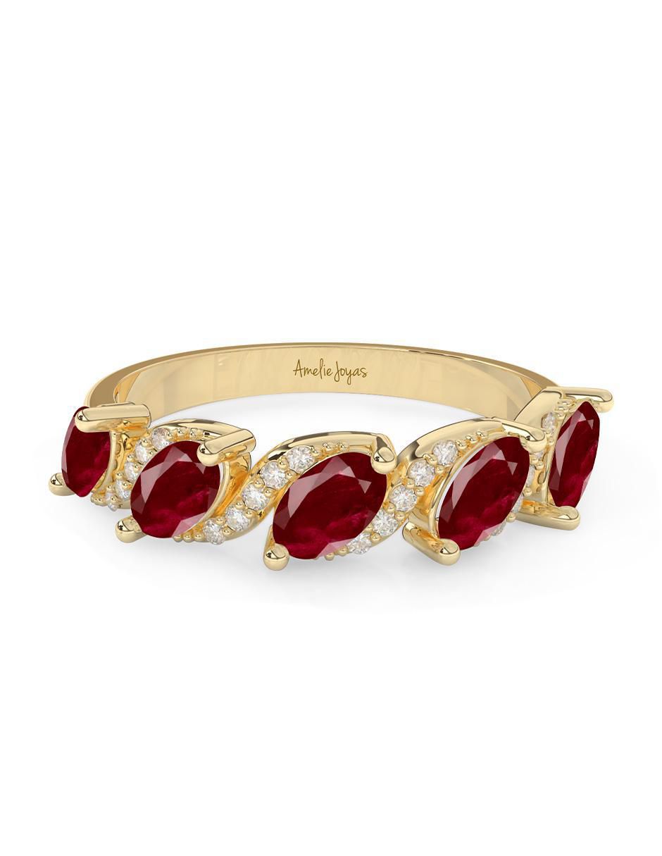 Anillo ovalado 14 k de oro rubí pulido Anillo ovalado 14 k de oro rubí pulido
