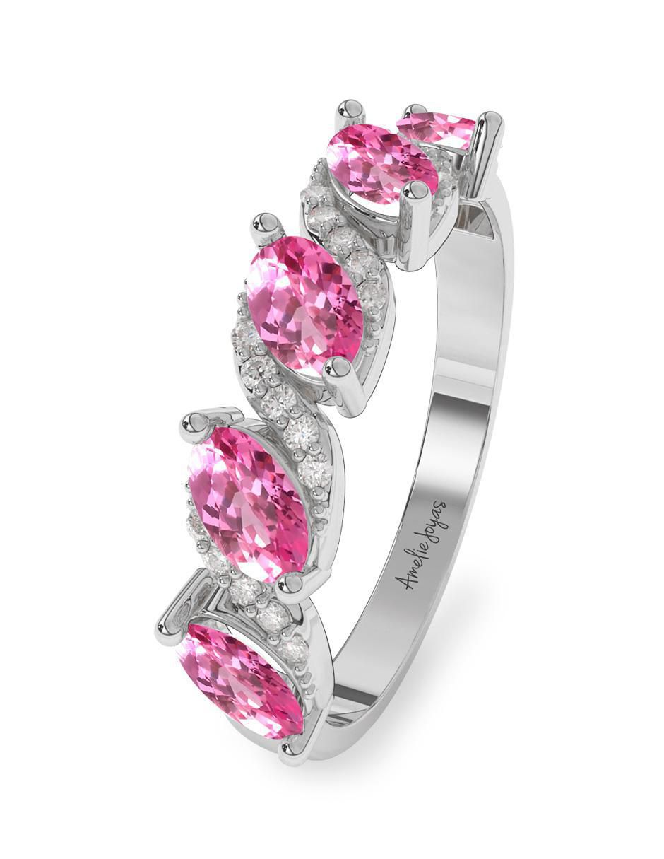 Anillo ovalado 14 k de oro zafiro rosa pulido 2