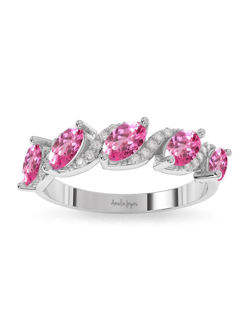 Anillo ovalado 14 k de oro zafiro rosa pulido 3