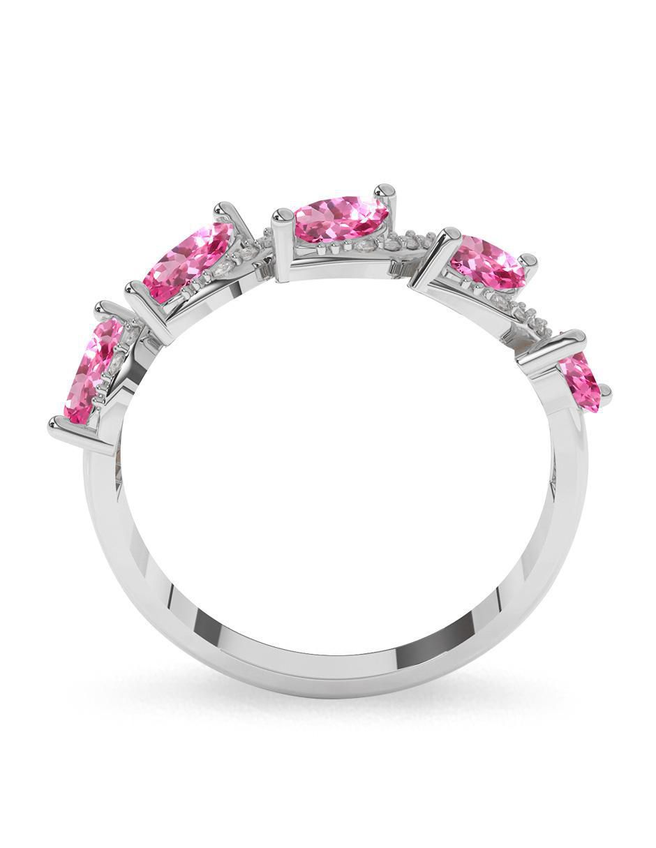 Anillo ovalado 14 k de oro zafiro rosa pulido 4