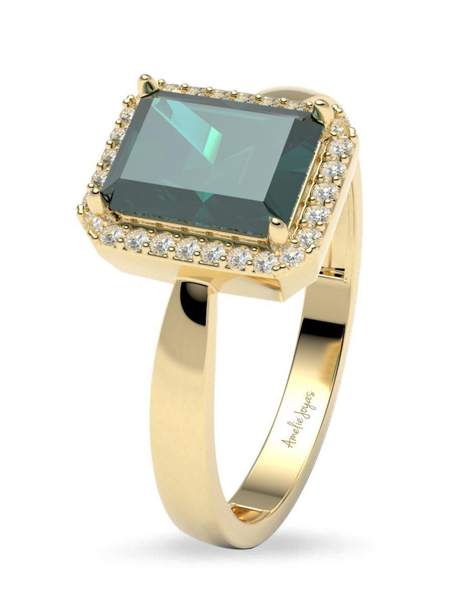 Anillo redondo 10 k de oro zirconia pulido 3