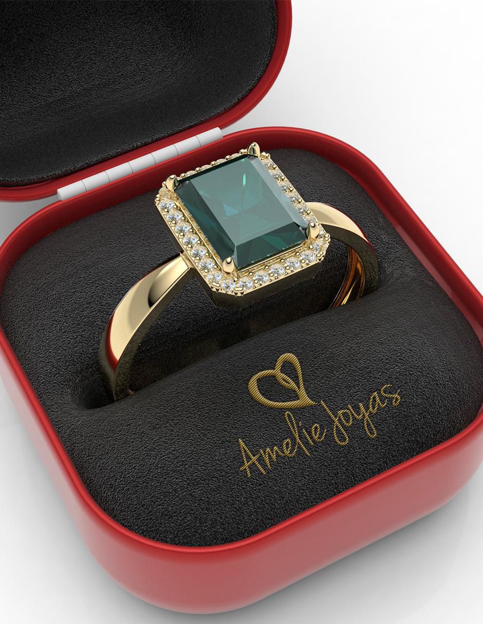 Anillo redondo 10 k de oro zirconia pulido 2