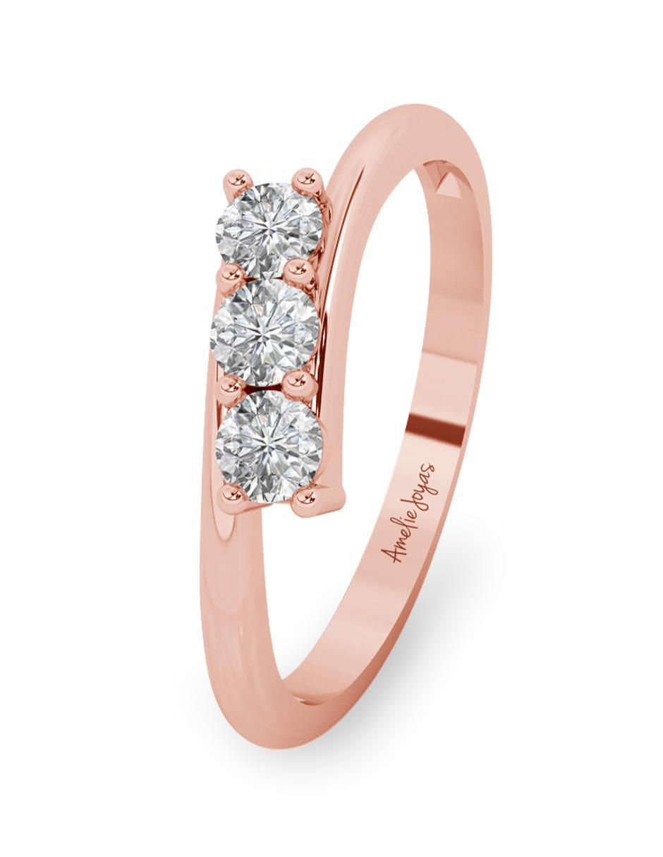 Anillo 10 k de oro zirconia pulido 3
