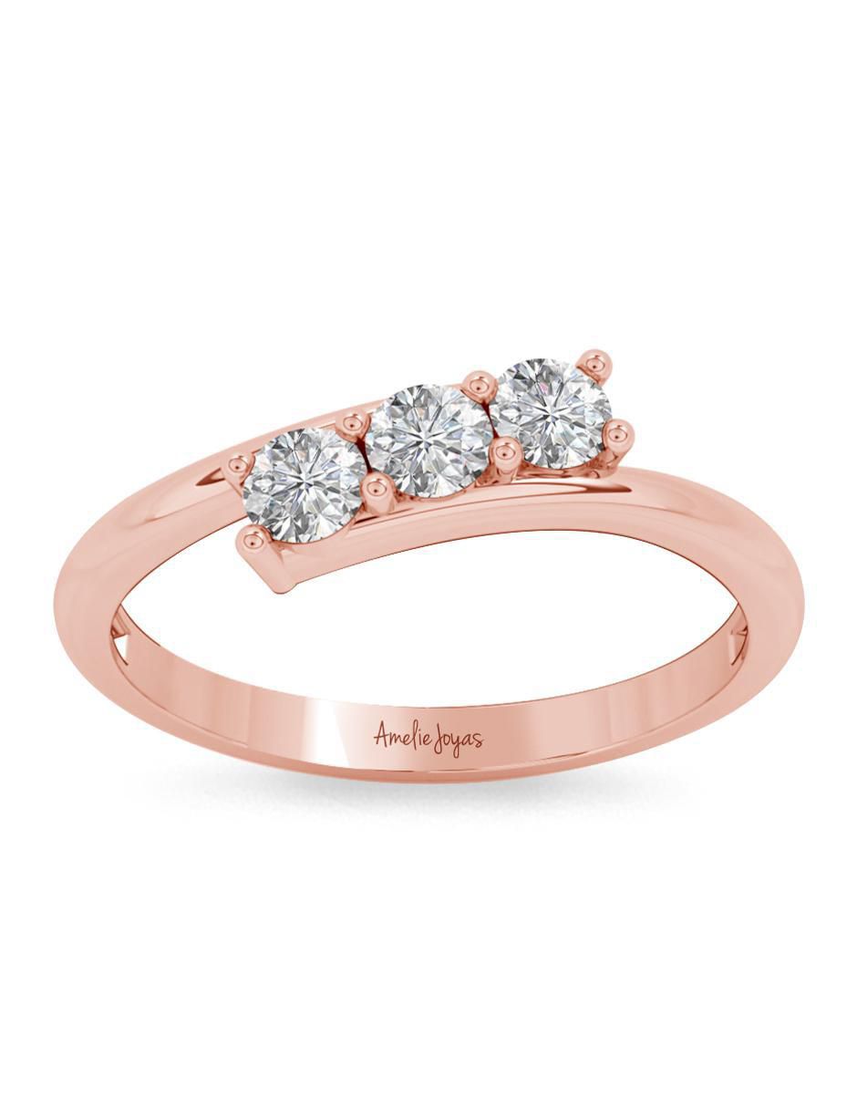 Anillo 10 k de oro zirconia pulido 2