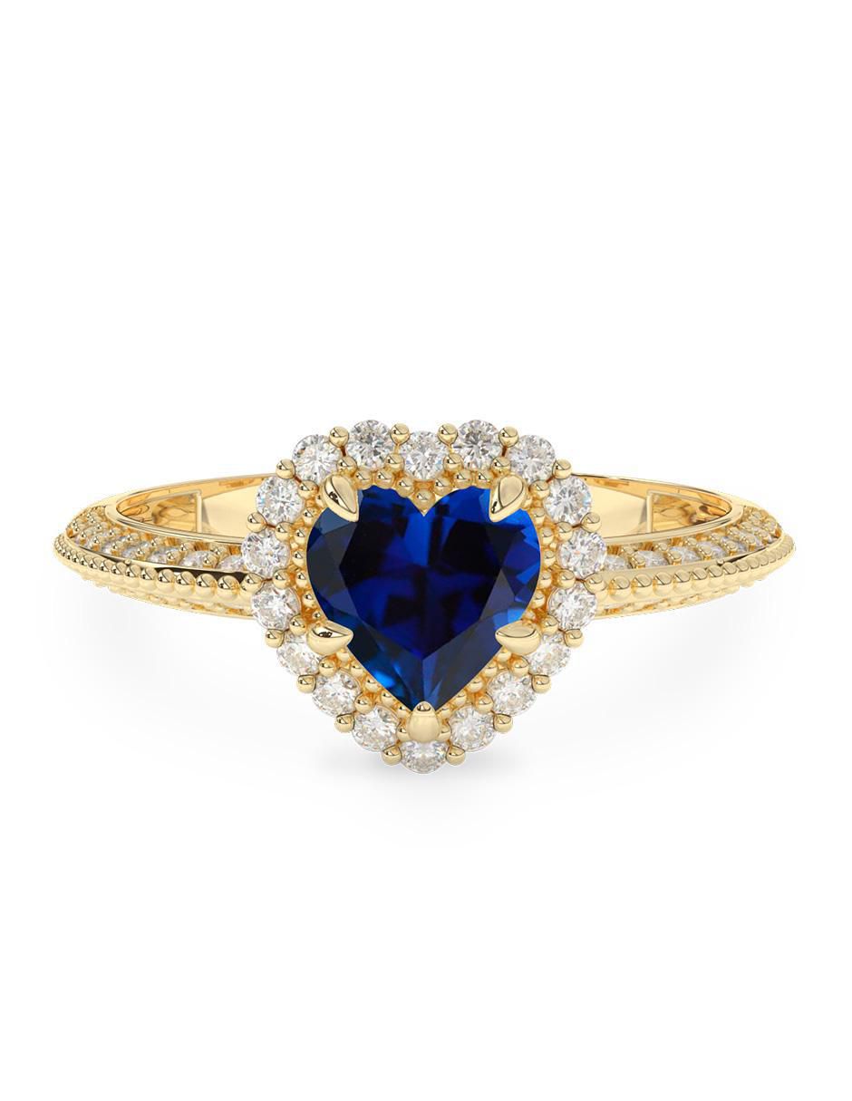 Anillo de corazón 10 k de oro zirconia pulido