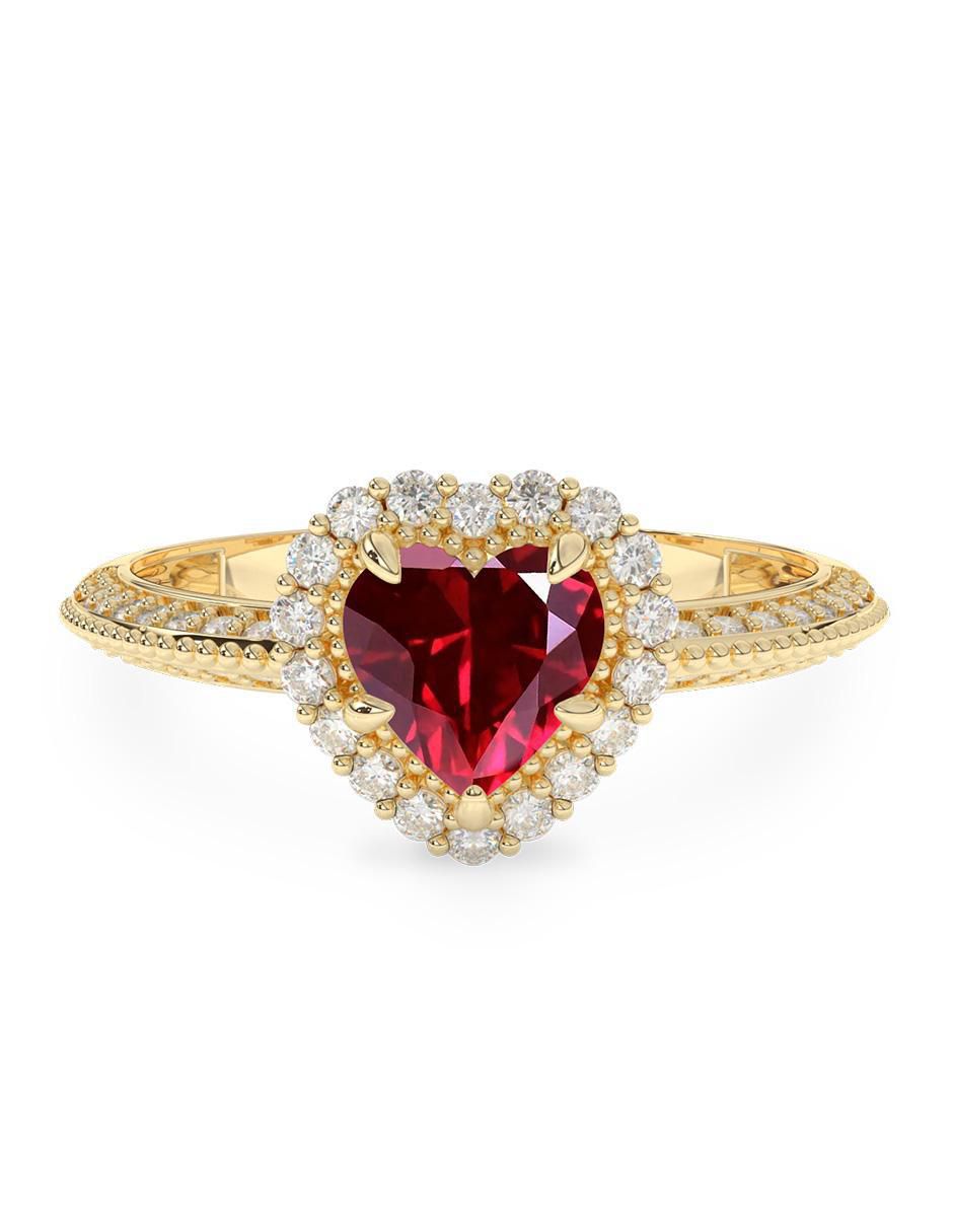 Anillo de corazón 10 k de oro zirconia pulido Anillo de corazón 10 k de oro zirconia pulido