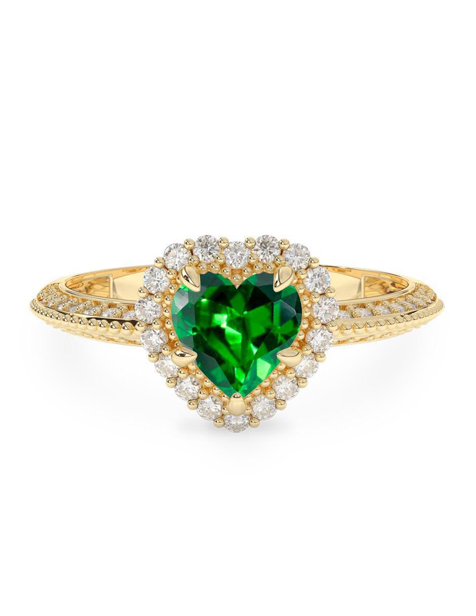Anillo de corazón 10 k de oro zirconia pulido Anillo de corazón 10 k de oro zirconia pulido