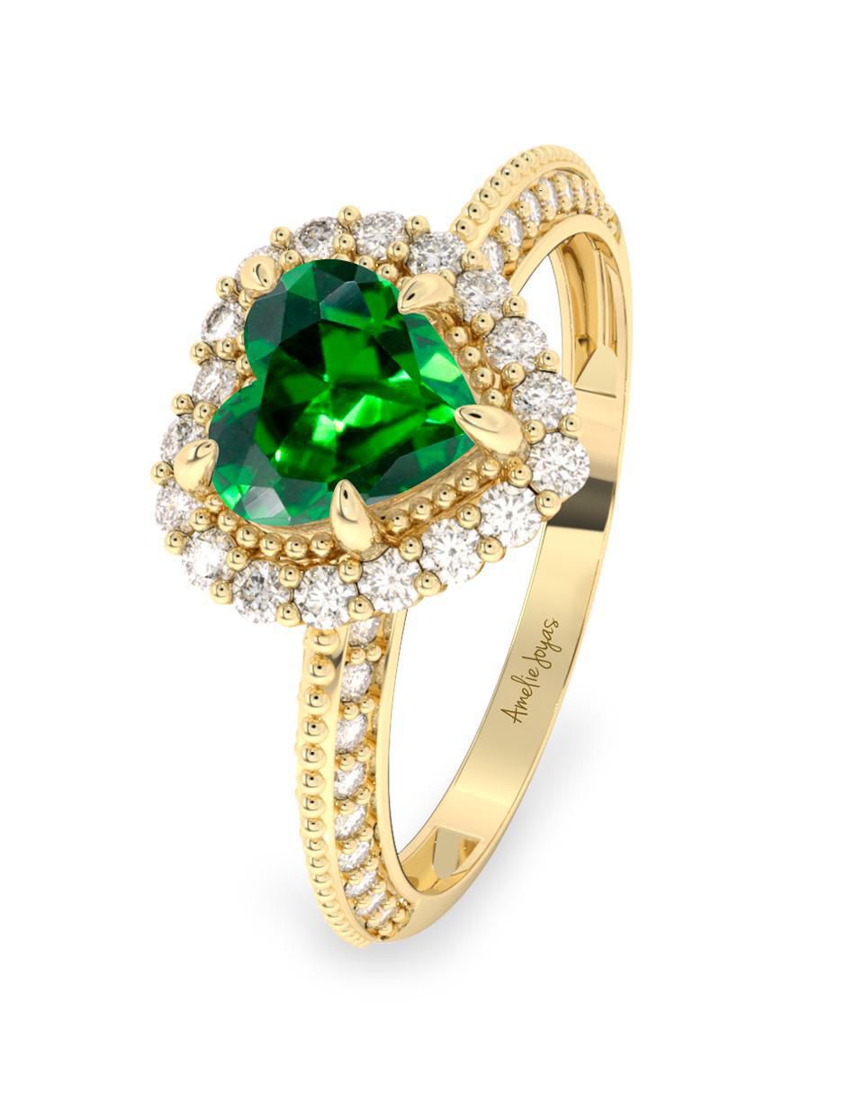 Anillo de corazón 10 k de oro zirconia pulido 3