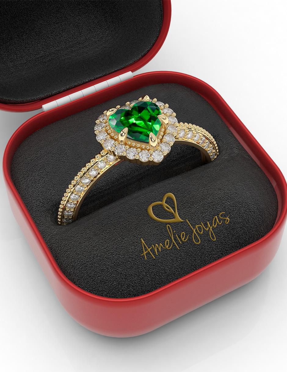 Anillo de corazón 10 k de oro zirconia pulido 2