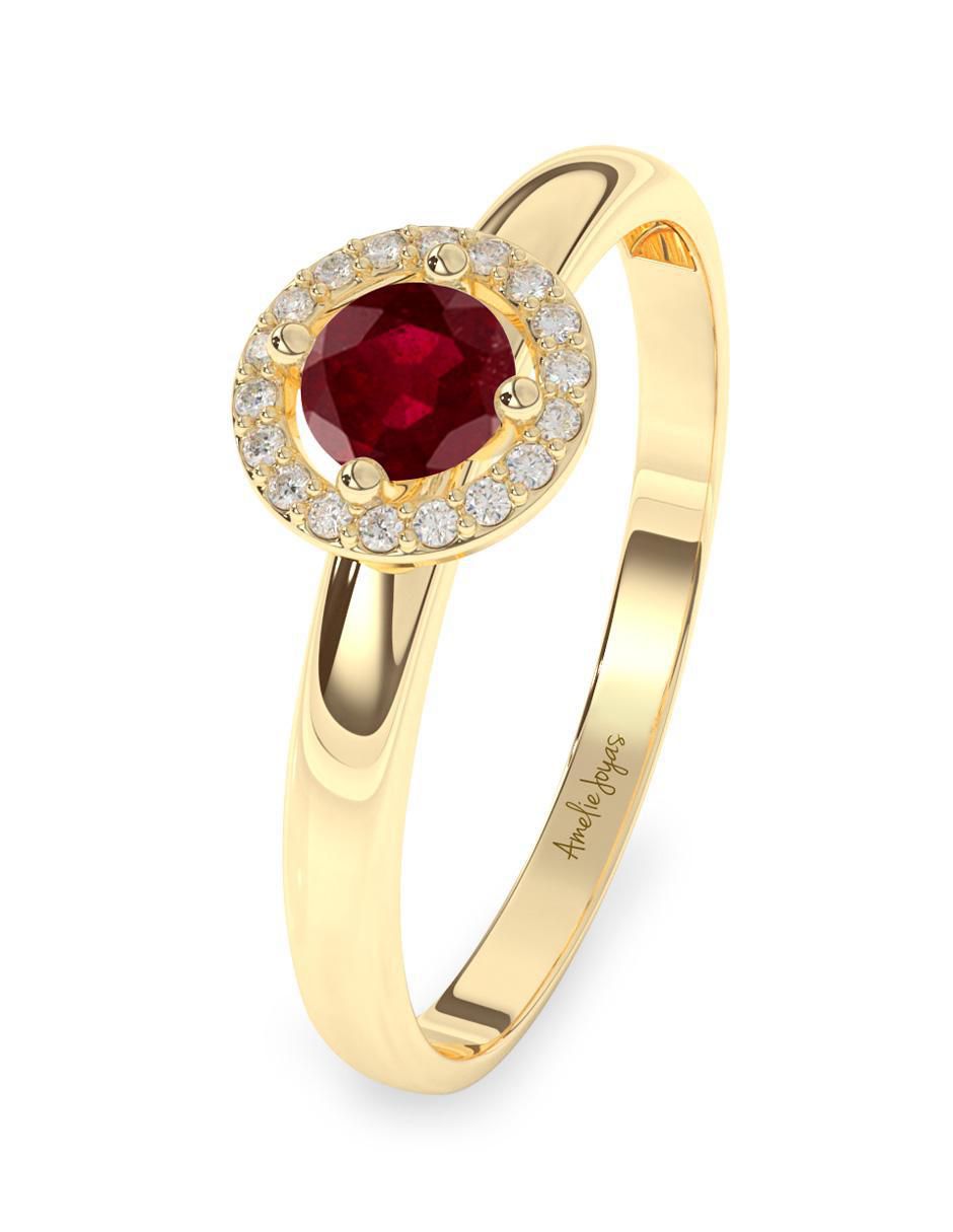 Anillo 10 k de oro rubí pulido 3