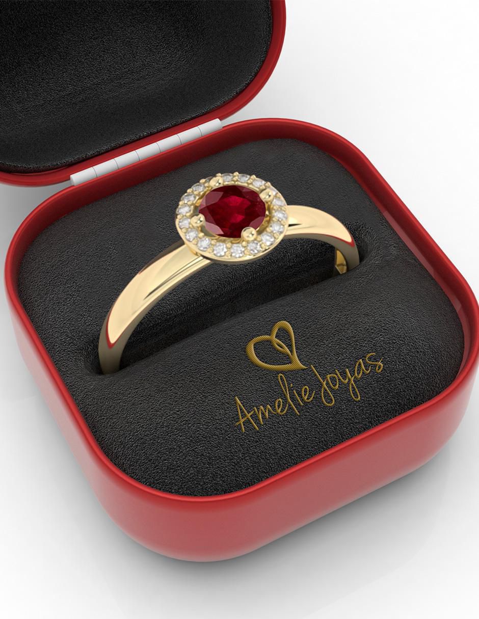 Anillo 10 k de oro rubí pulido 2