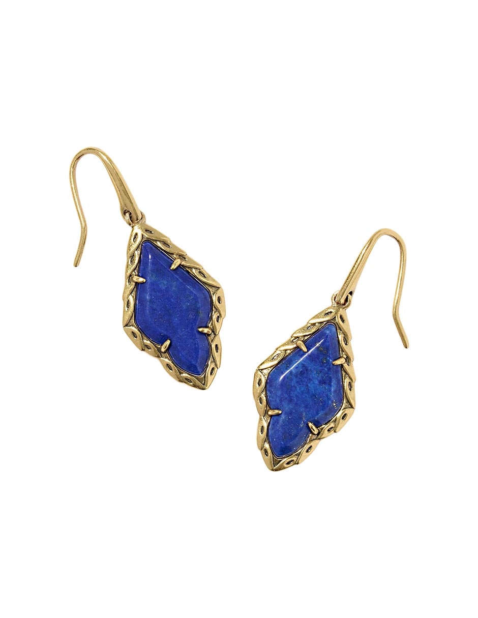 Aretes de rombo con acabado baño de oro 14 K lapislazuli