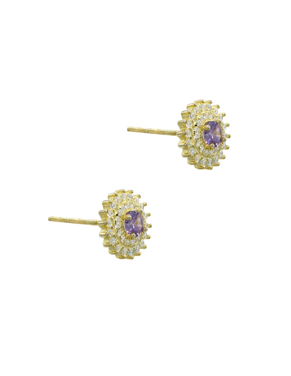 Aretes cortos de plata P 925 con acabado pavé zirconia 2