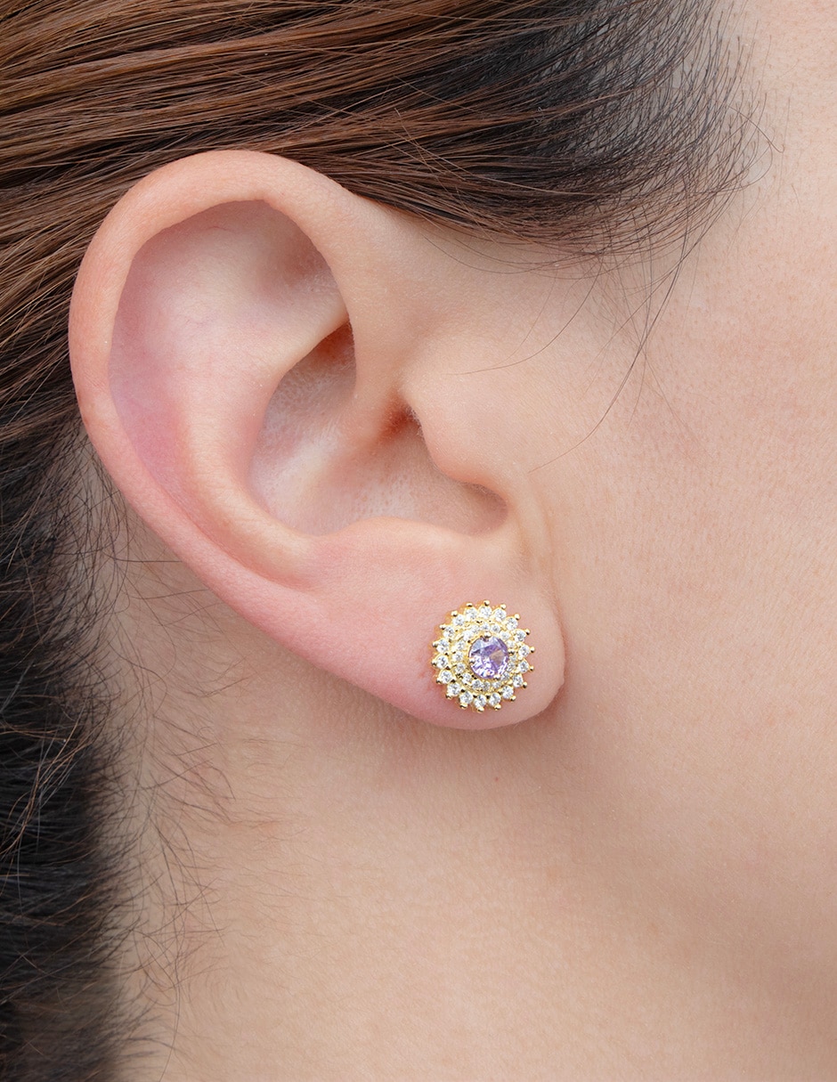 Aretes cortos de plata P 925 con acabado pavé zirconia Aretes cortos de plata P 925 con acabado pavé zirconia