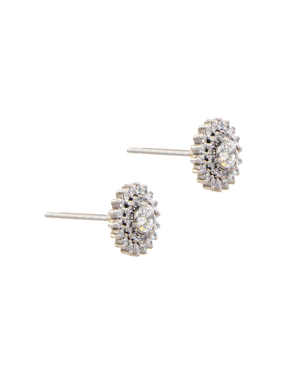 Aretes de círculo de plata P 925 con acabado pavé zirconia 2