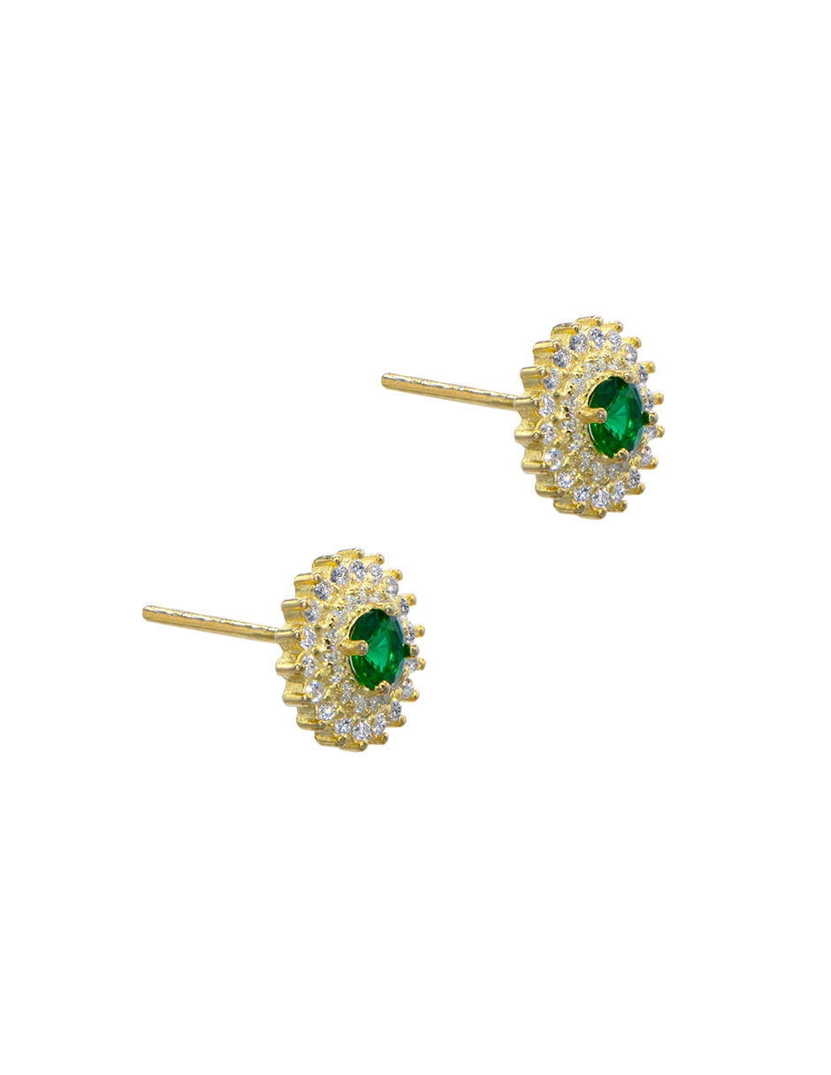 Aretes cortos de plata P 925 con acabado pavé zirconia 2
