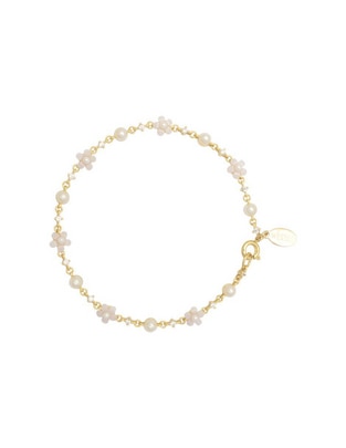 Pulsera con perla Floral acabado brillante Pulsera con perla Floral acabado brillante