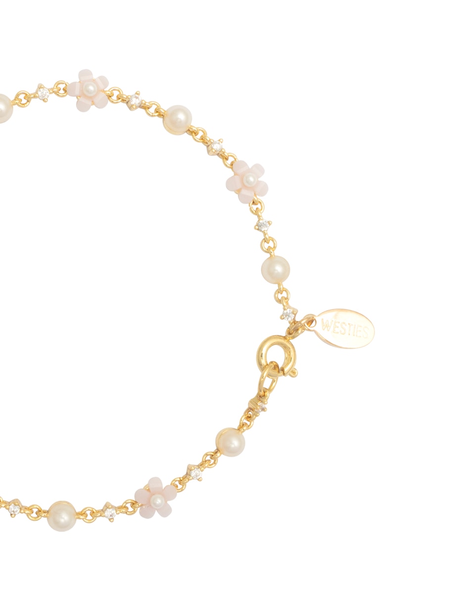 Pulsera con perla Floral acabado brillante 2