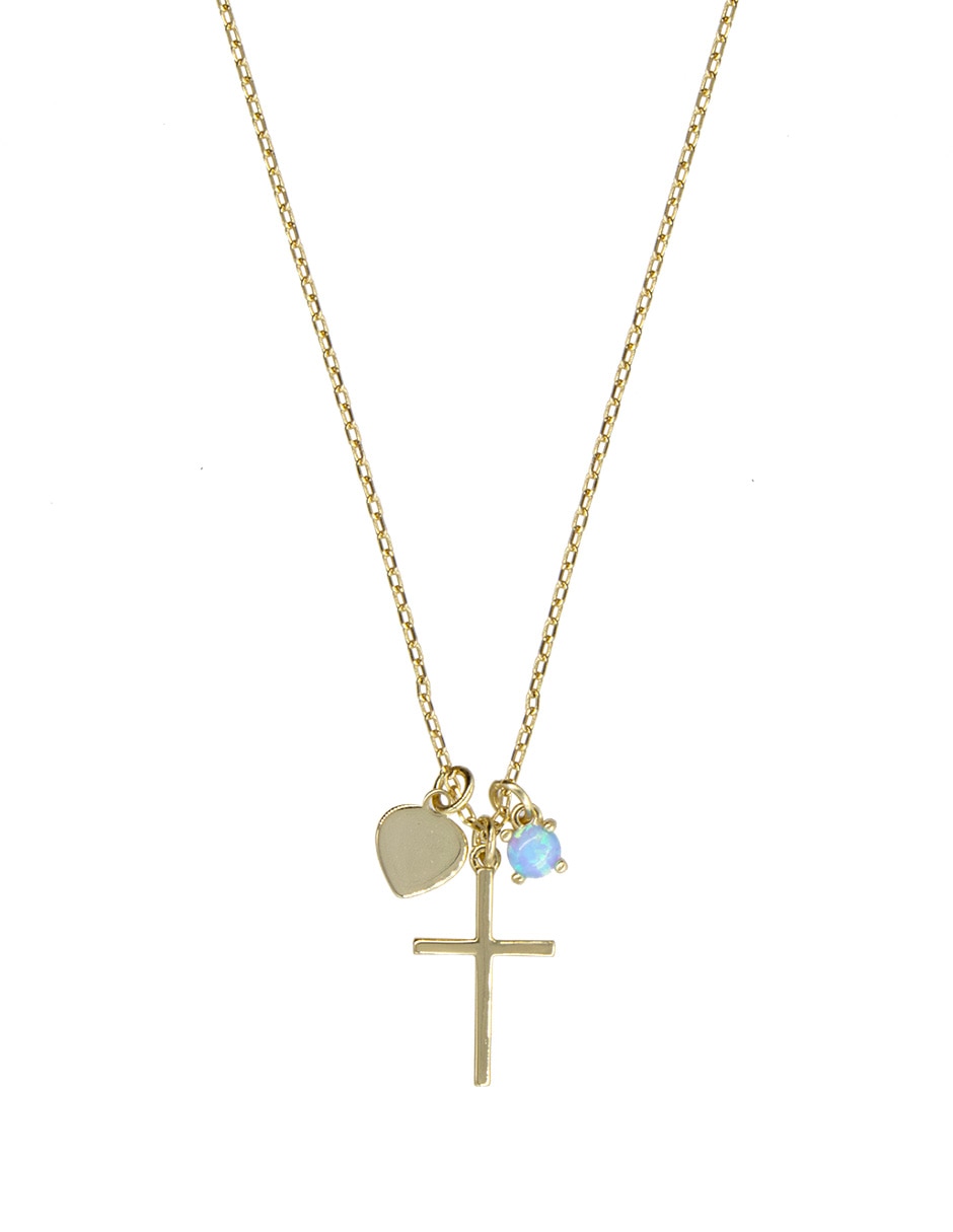 Collar con dije artre cruz charm de plata p 925