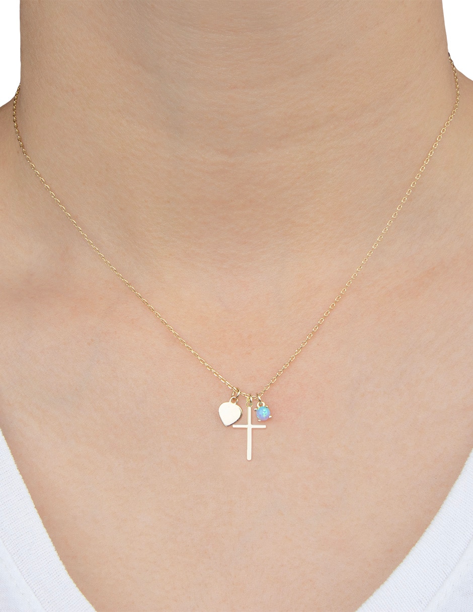 Collar con dije artre cruz charm de plata p 925