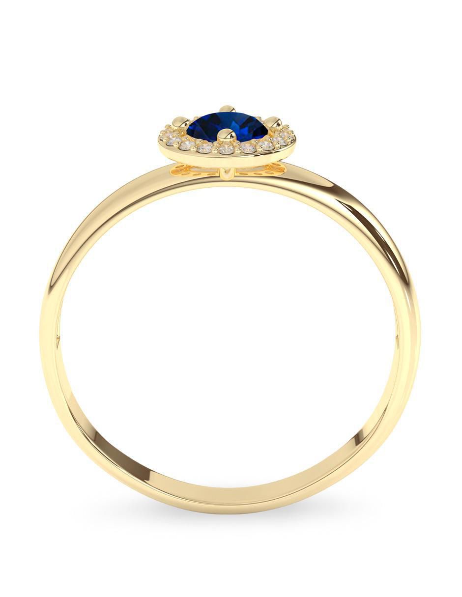 Anillo redondo 10 k de oro zafiro pulido 3
