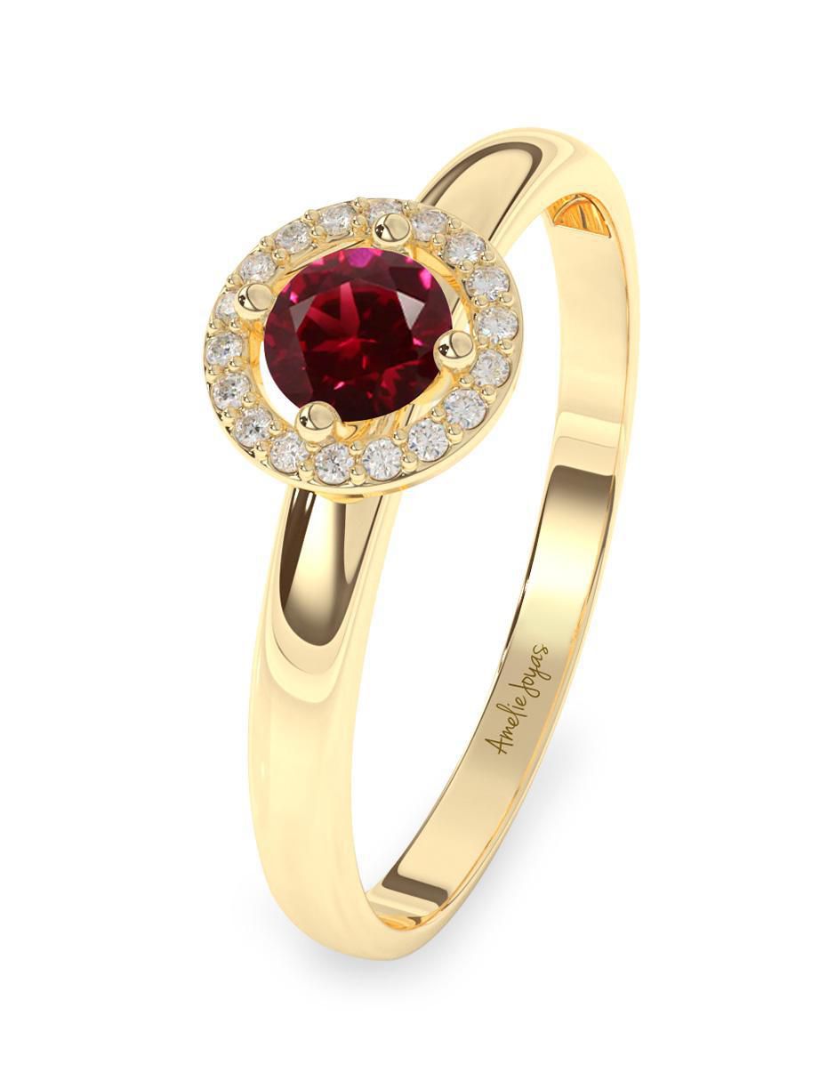 Anillo redondo 10 k de oro zirconia pulido 3