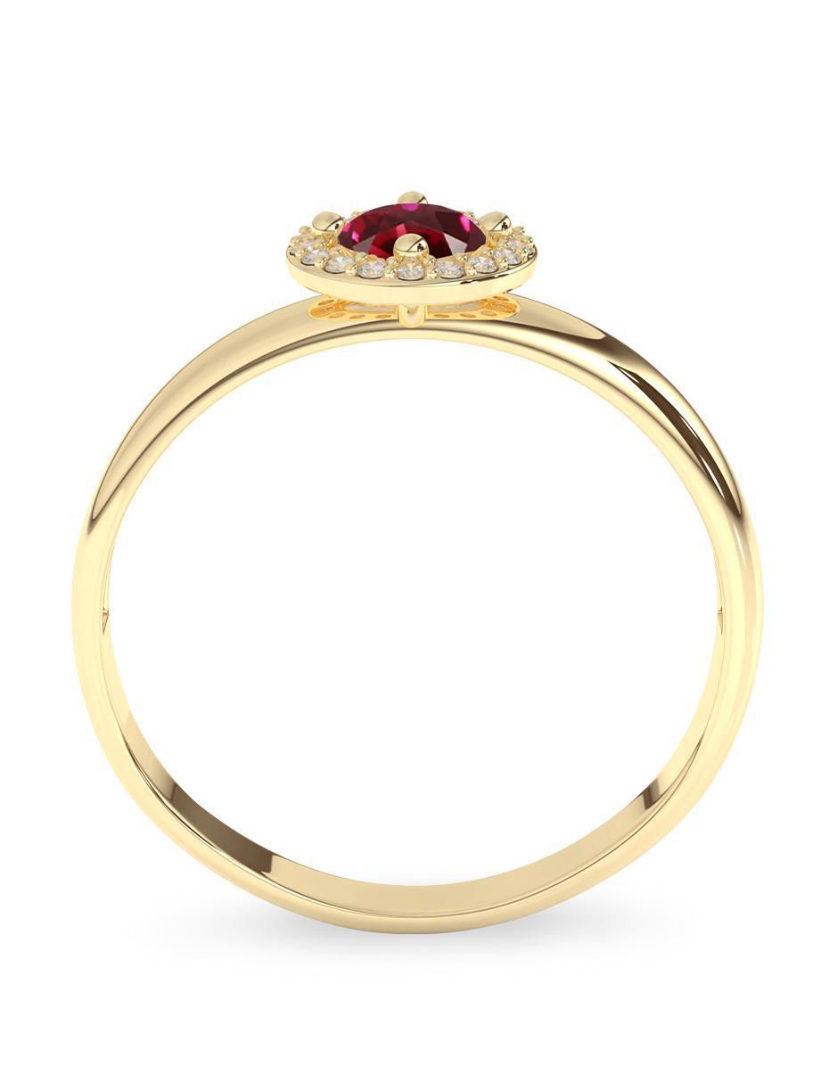 Anillo redondo 10 k de oro zirconia pulido 4