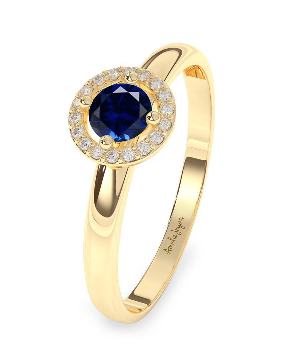 Anillo redondo 10 k de oro zirconia pulido 4