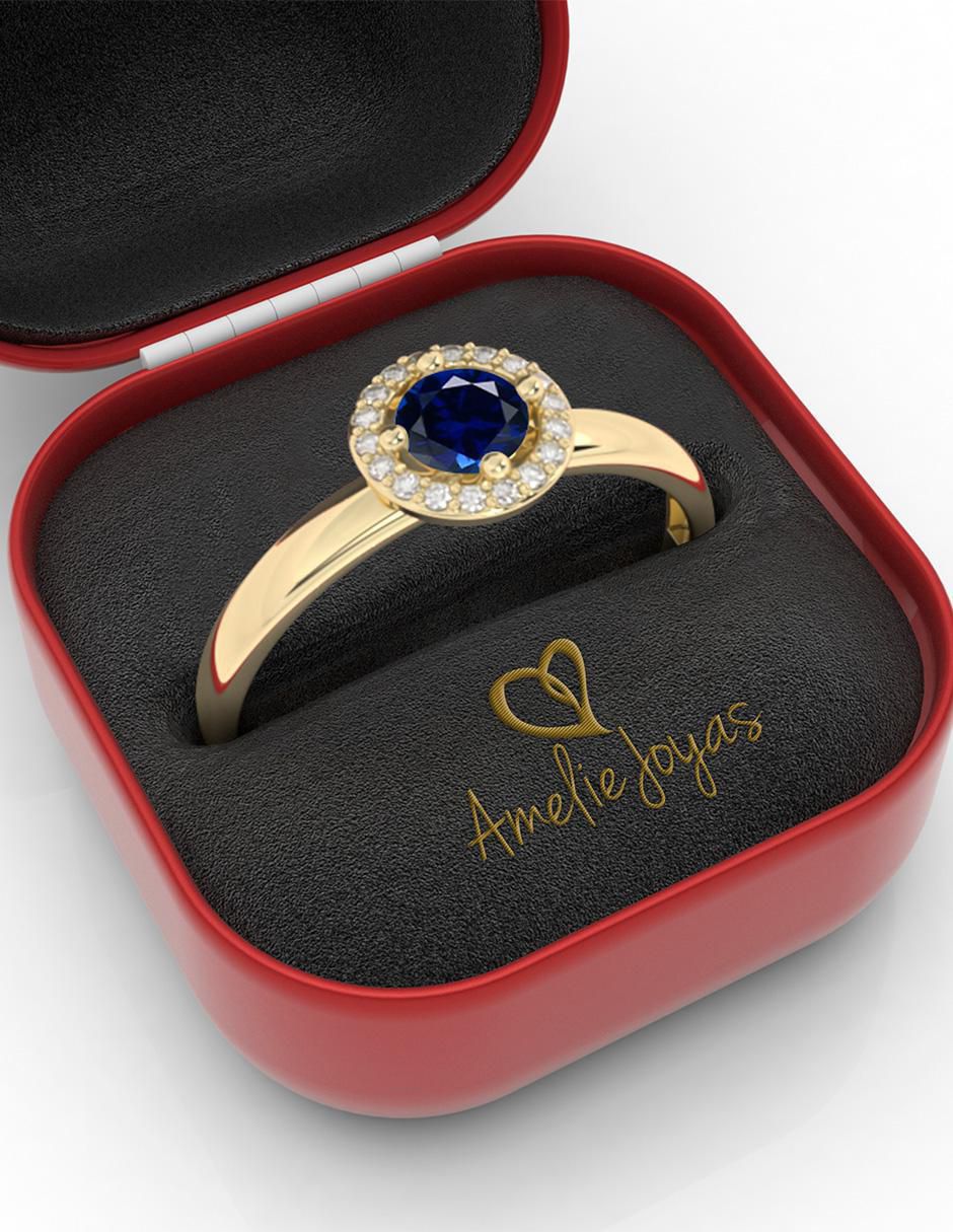 Anillo redondo 10 k de oro zirconia pulido 2