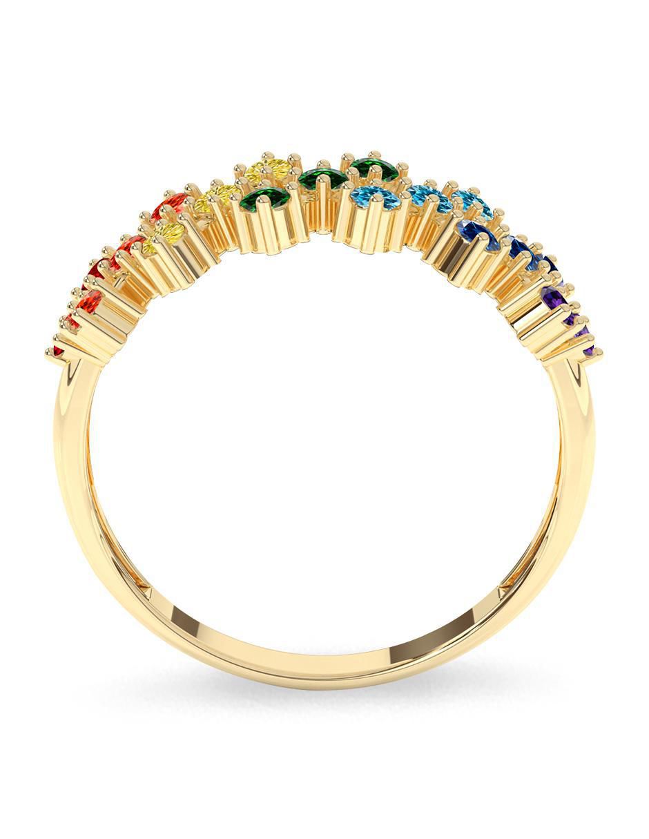 Anillo redondo 10 k de oro zirconia pulido 4