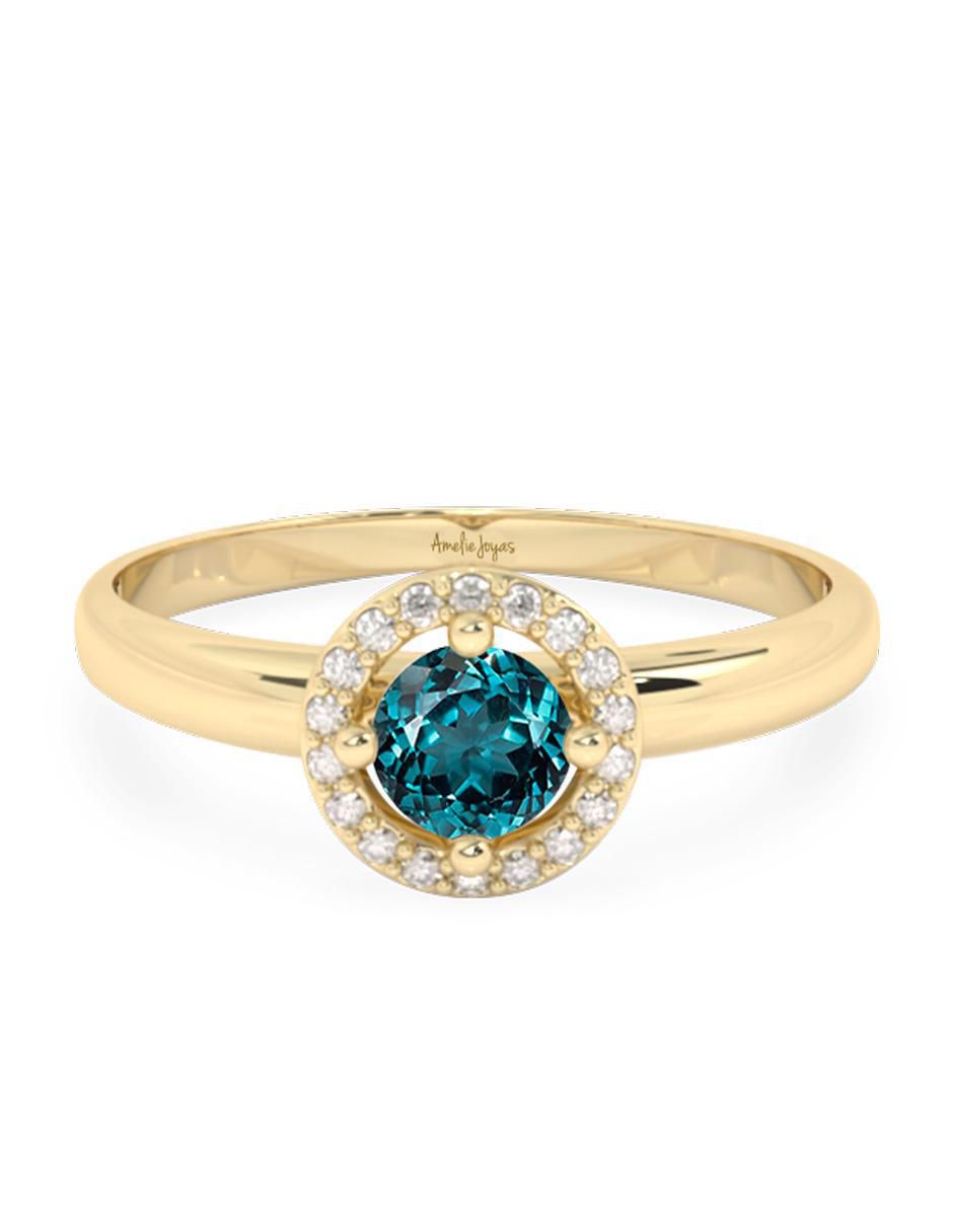 Anillo redondo 10 k de oro zirconia pulido Anillo redondo 10 k de oro zirconia pulido