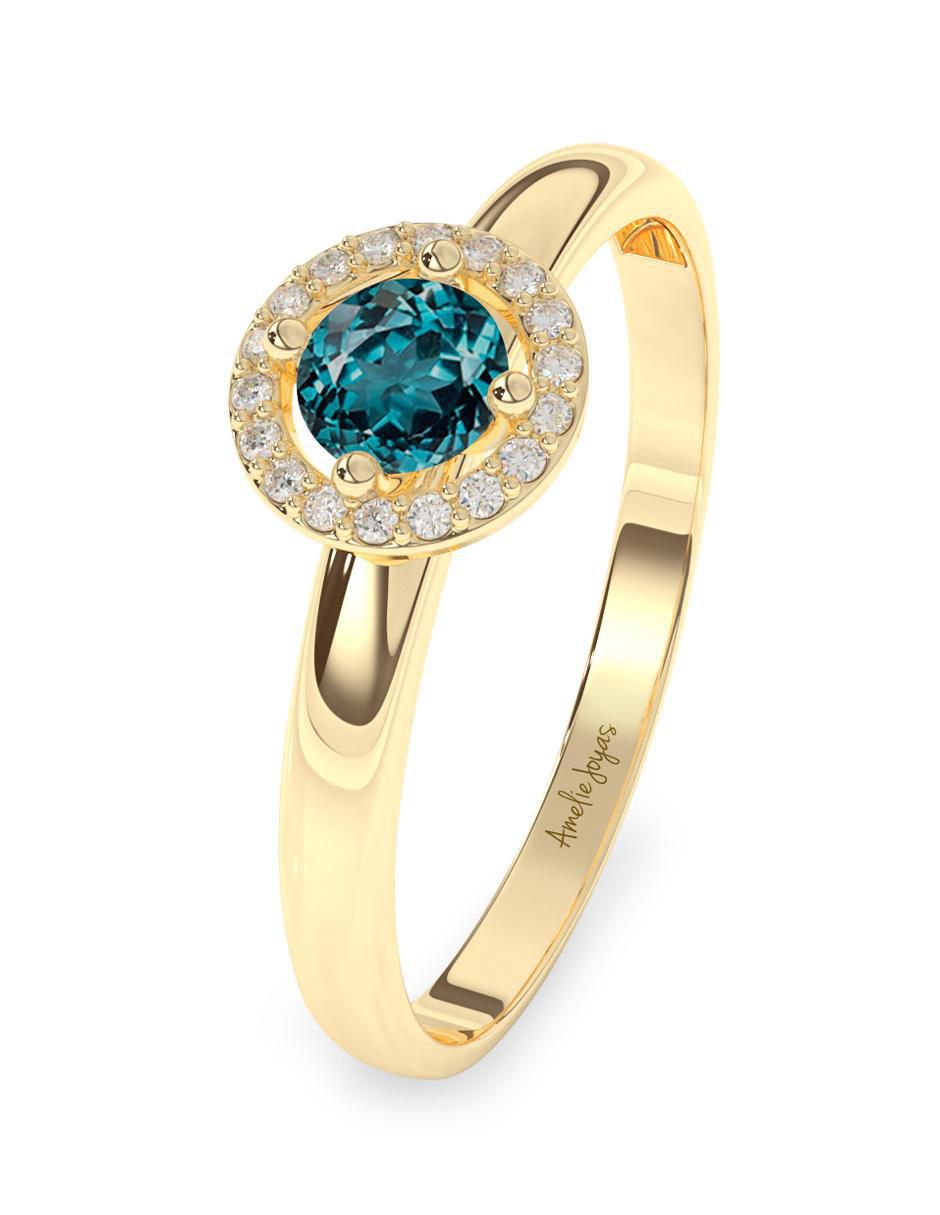 Anillo redondo 10 k de oro zirconia pulido 4