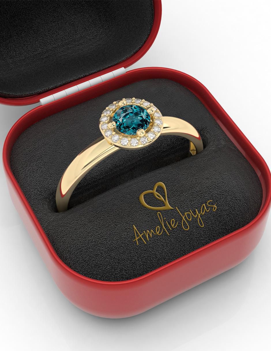 Anillo redondo 10 k de oro zirconia pulido 2