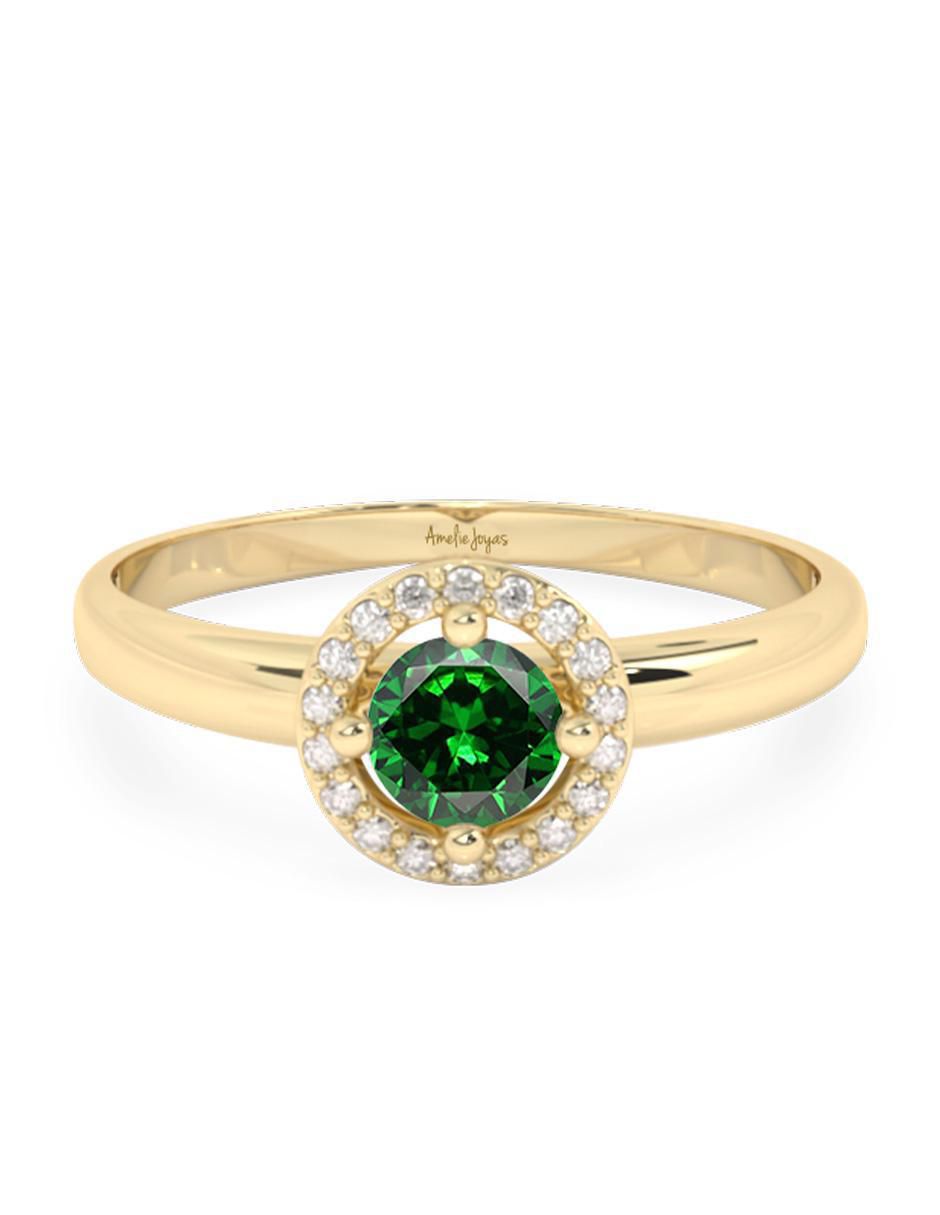 Anillo redondo 10 k de oro zirconia pulido Anillo redondo 10 k de oro zirconia pulido