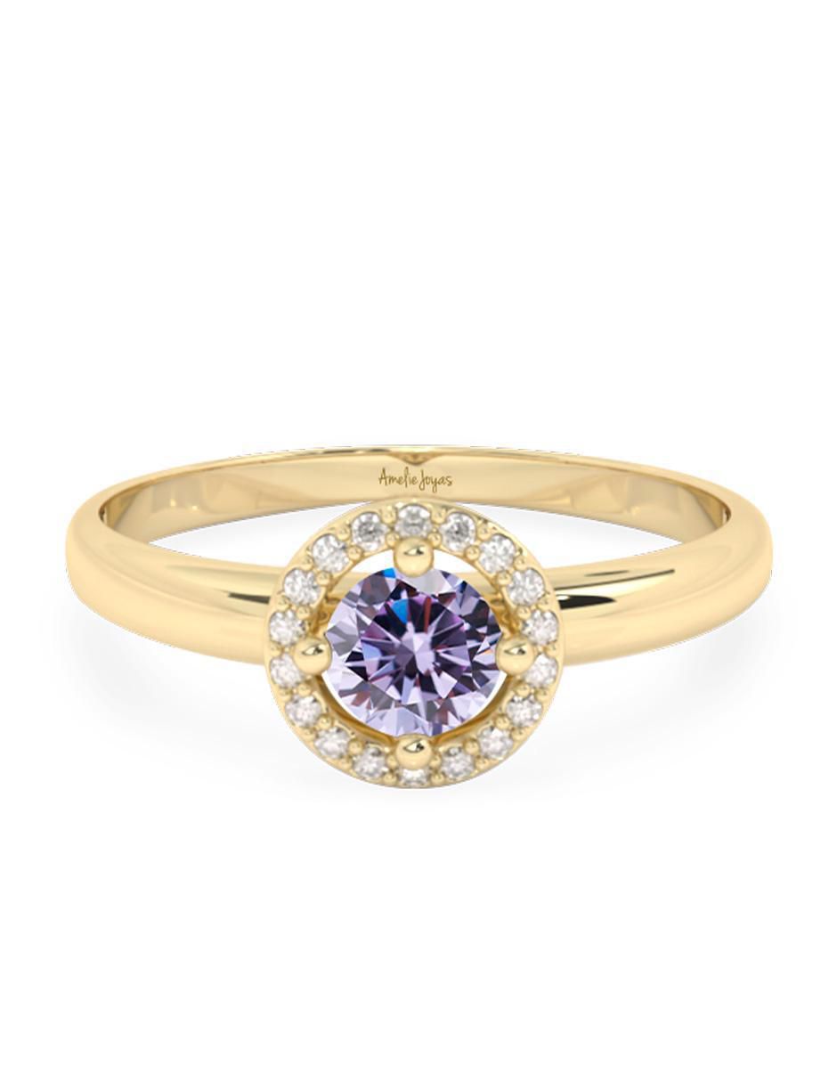 Anillo redondo 10 k de oro zirconia pulido Anillo redondo 10 k de oro zirconia pulido