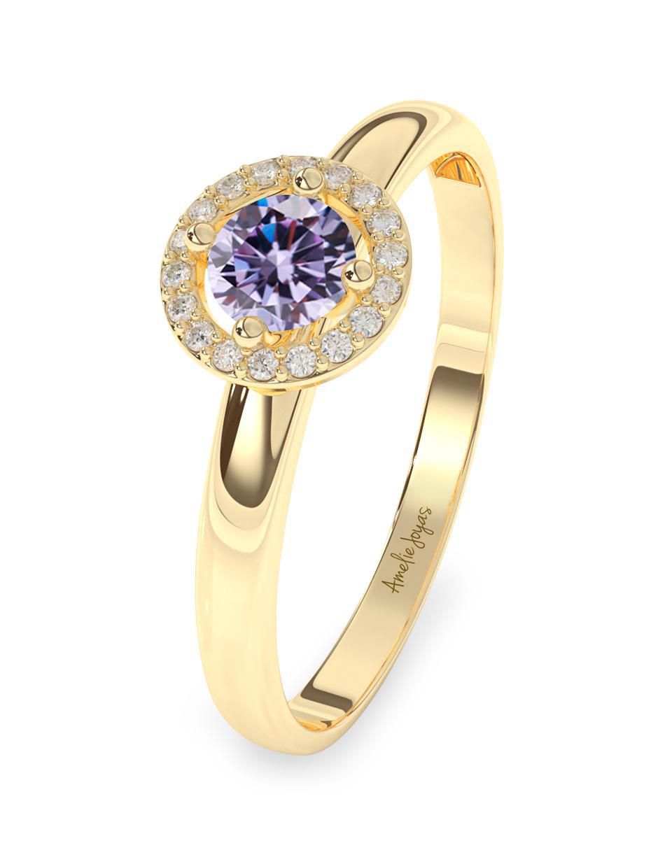 Anillo redondo 10 k de oro zirconia pulido 3
