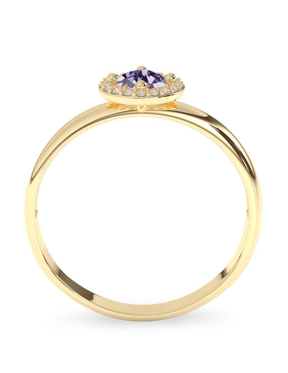 Anillo redondo 10 k de oro zirconia pulido 4