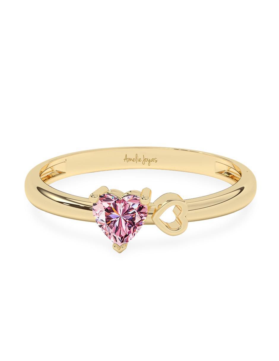 Anillo de corazón 10 k de oro zirconia pulido Anillo de corazón 10 k de oro zirconia pulido