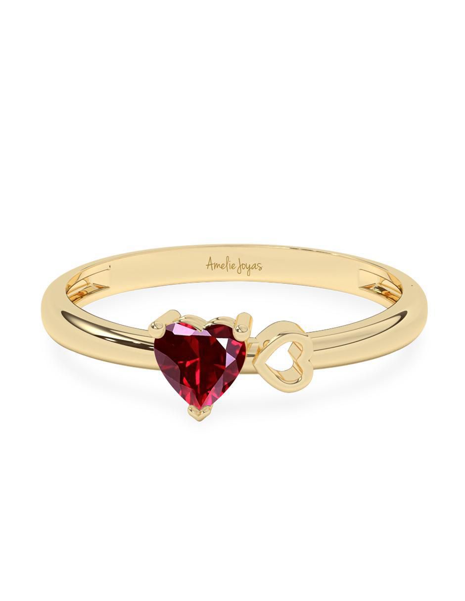 Anillo de corazón 10 k de oro zirconia pulido Anillo de corazón 10 k de oro zirconia pulido