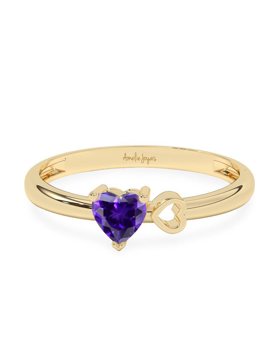 Anillo de corazón 10 k de oro zirconia pulido Anillo de corazón 10 k de oro zirconia pulido