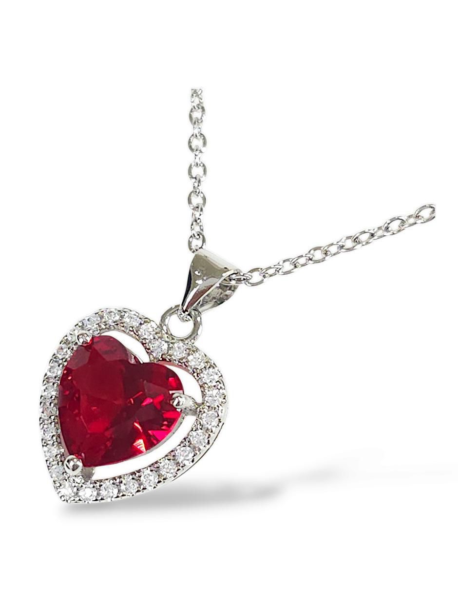 Aretes y collar de corazón zirconia