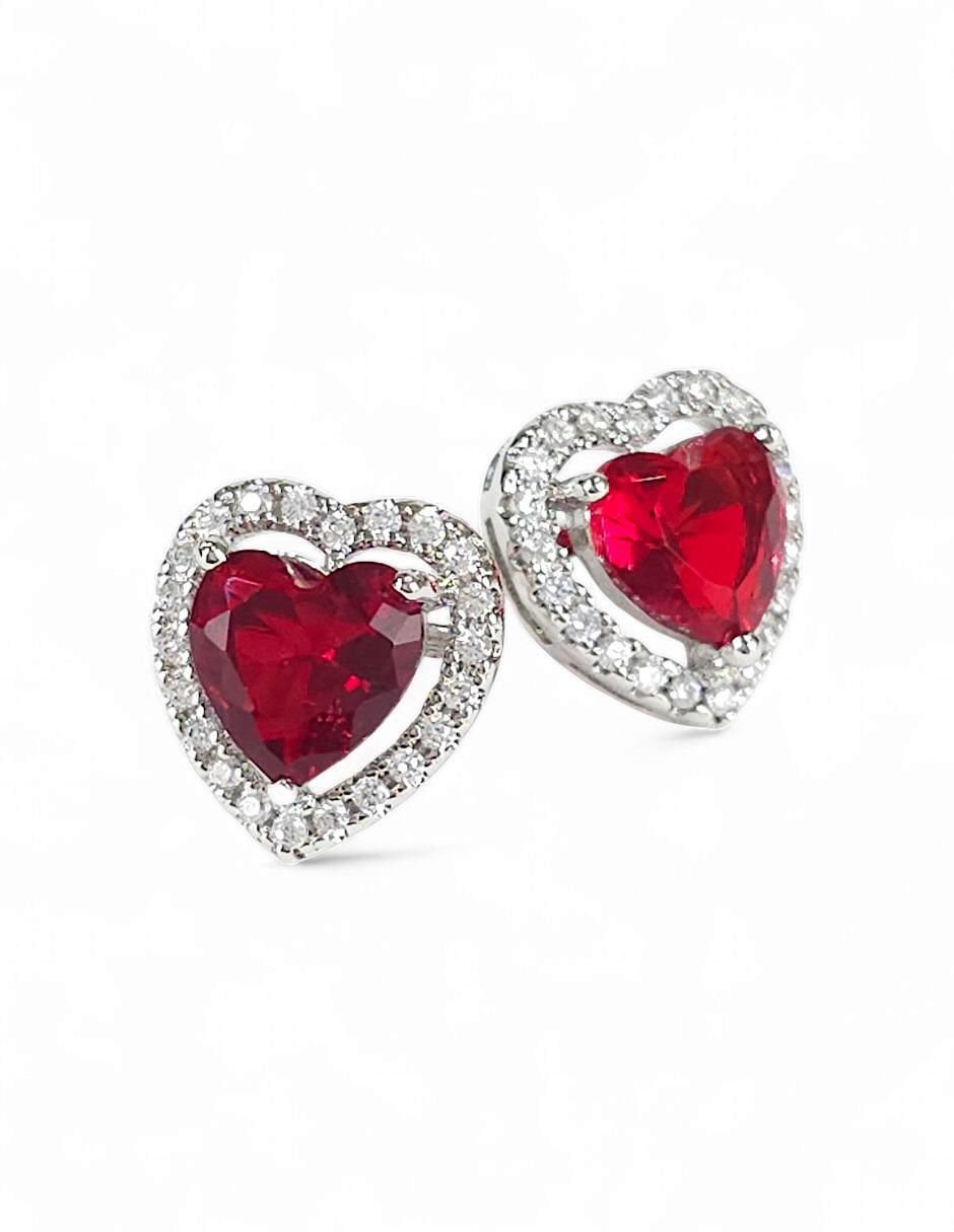 Aretes y collar de corazón zirconia 6