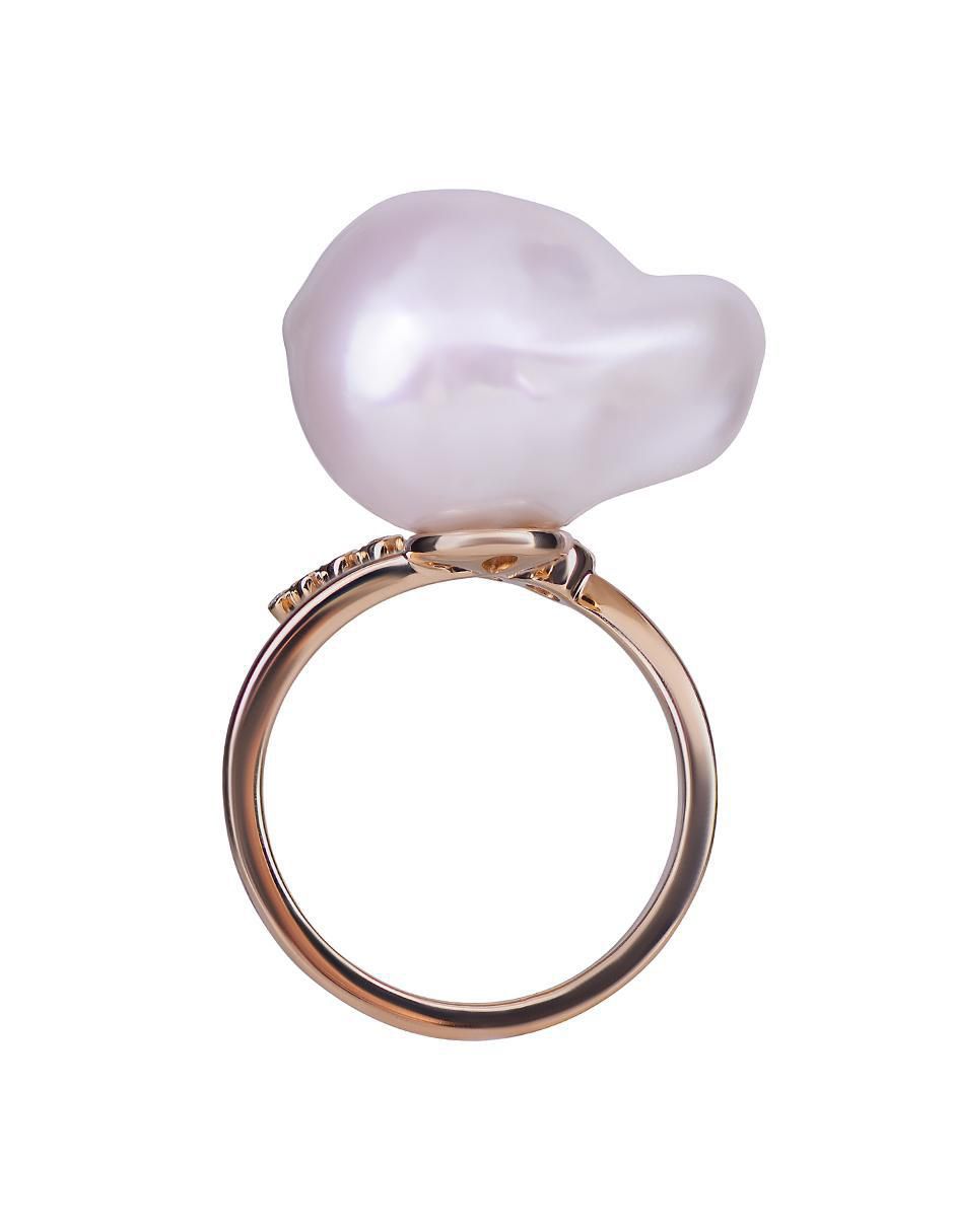 Anillo redondo 14 k de oro amarillo perla liso 5