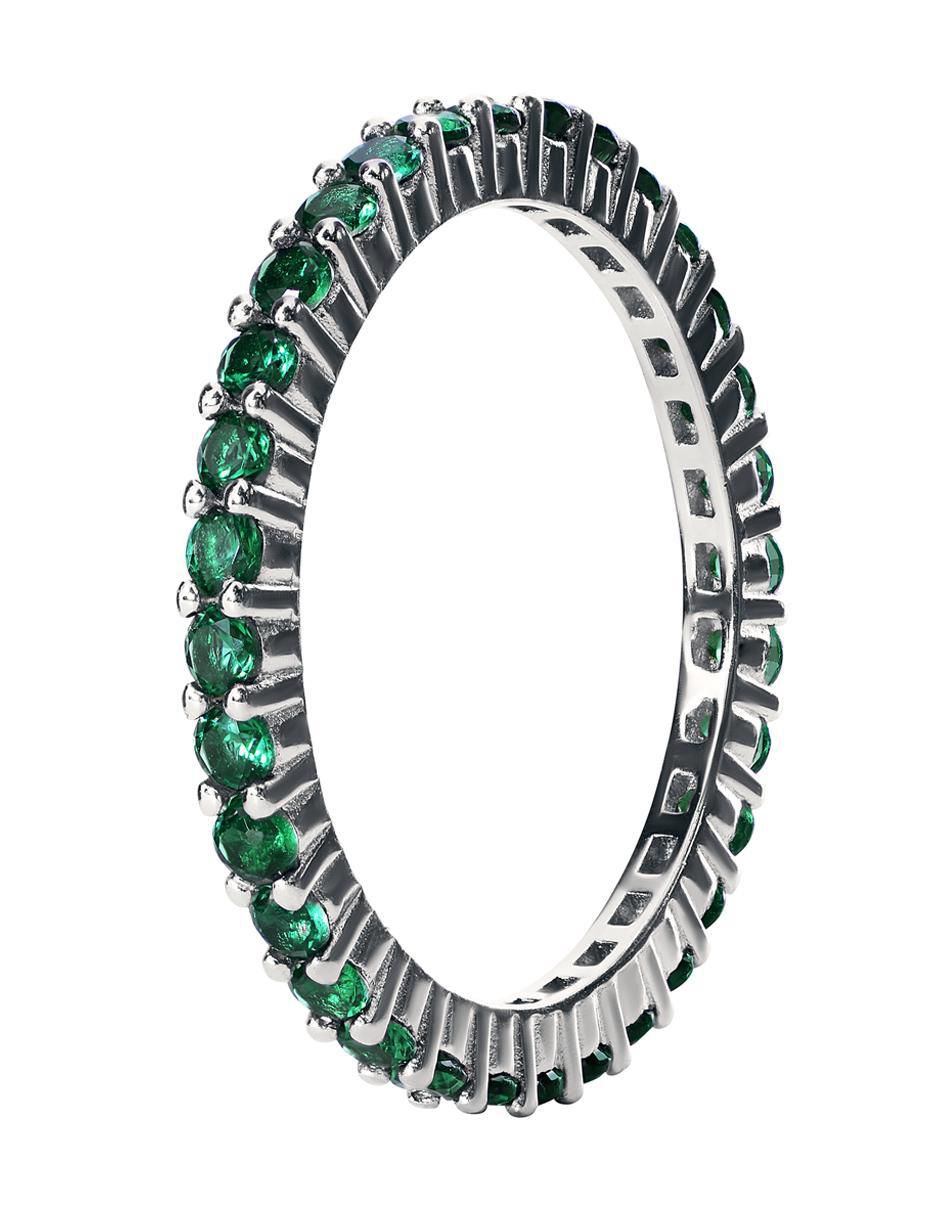 Anillo P 925 de plata esmeralda pavé