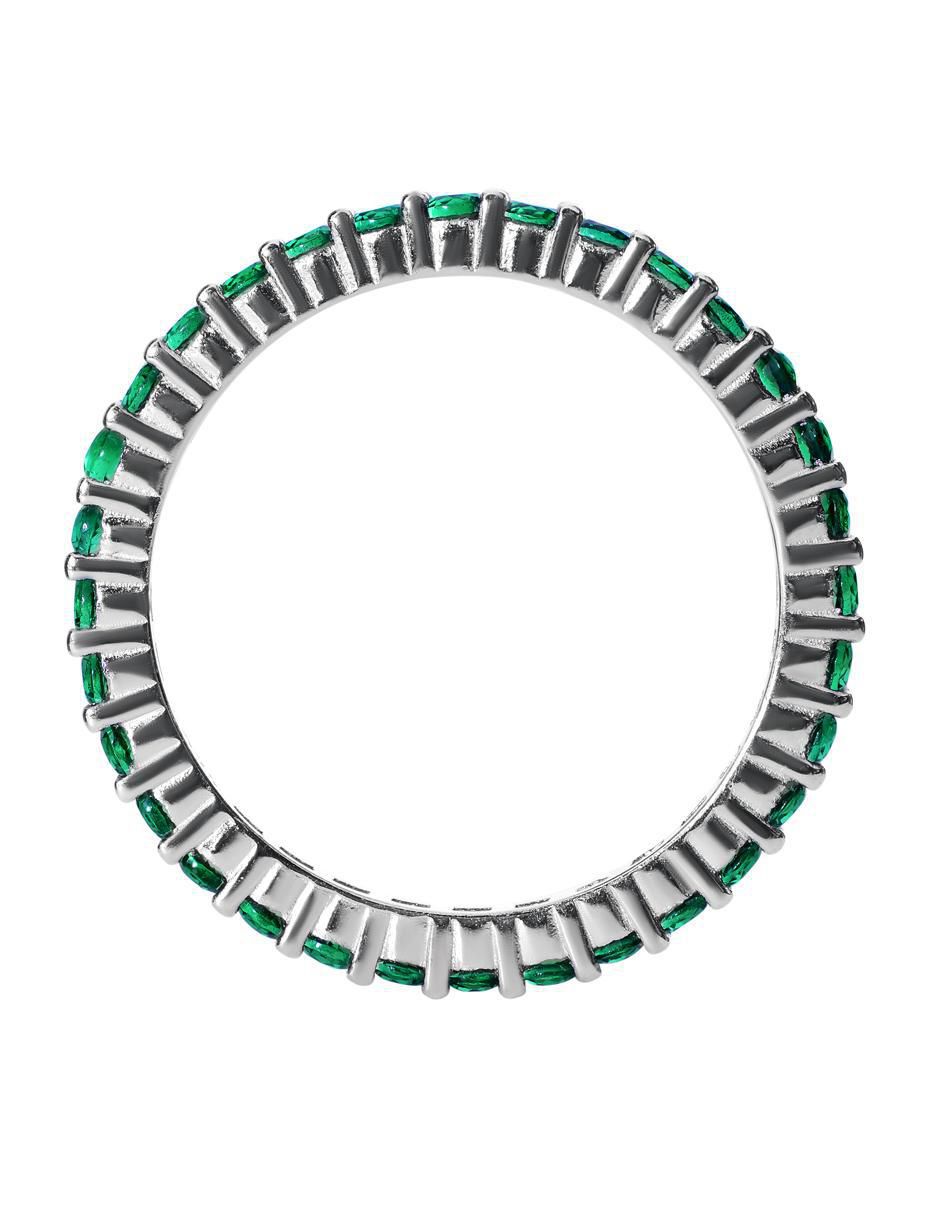 Anillo P 925 de plata esmeralda pavé