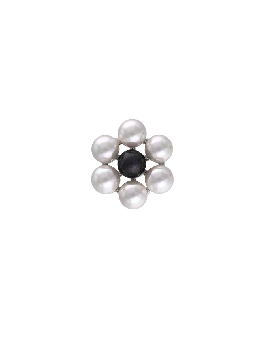 Aretes de flor de plata P 925 con acabado lustre perla 2